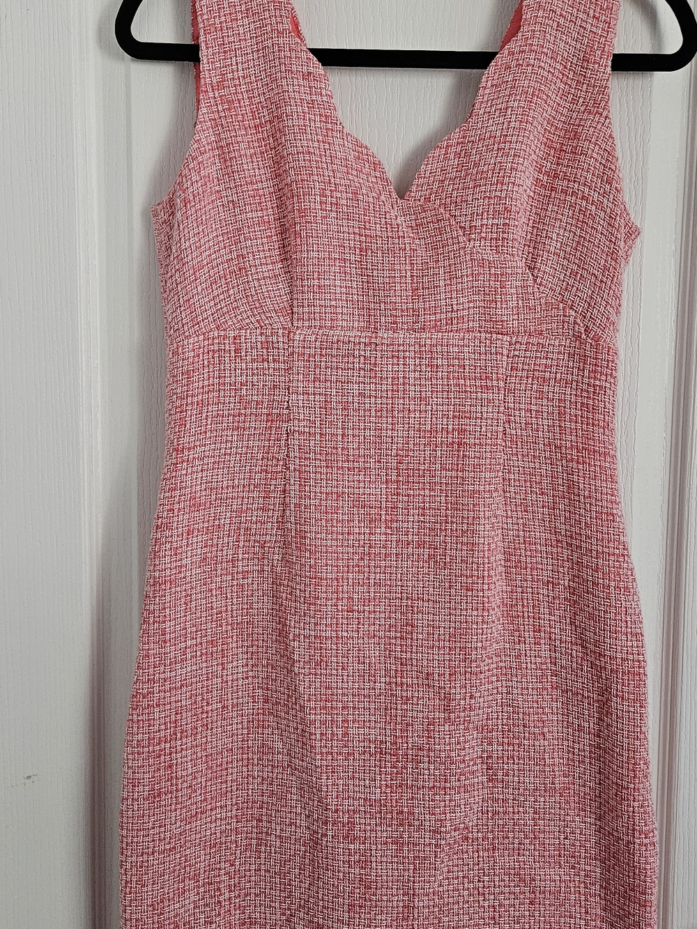 Karl Lagerfeld Pink Tweed V-Neck Sheath Dress